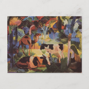August Macke Landscape with Cows and Camel Postcard