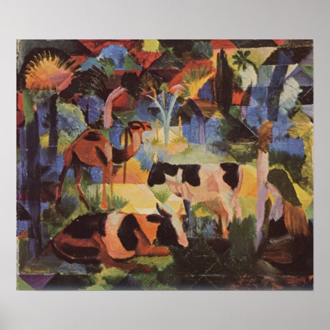 August Macke Landscape with Cows and Camel Poster (Front)