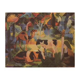 August Macke Landscape with Cows and Camel  Wood Wall Art