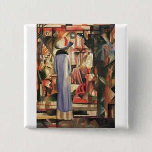 August Macke - Large Bright Shop Window 1912 Oil 15 Cm Square Badge