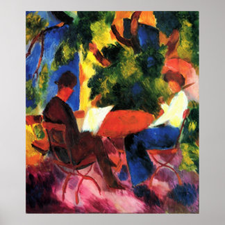 August_Macke - Paar am Gartentisch 1914 Oil Canvas Poster