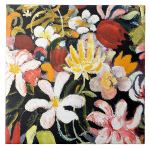 August Macke painting, Carpet of Flowers Tile