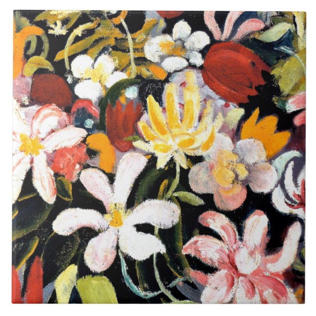 August Macke painting, Carpet of Flowers, Tile (Front)