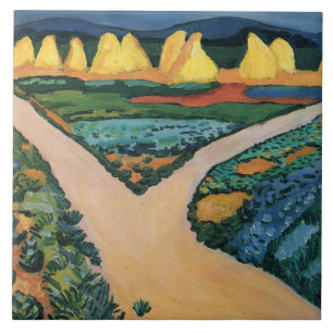 August Macke painting, Vegetable Fields Tile