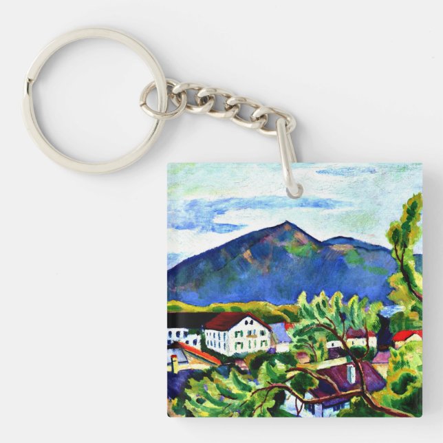 August Macke - Spring Landscape in Tegernsee Key Ring (Front)