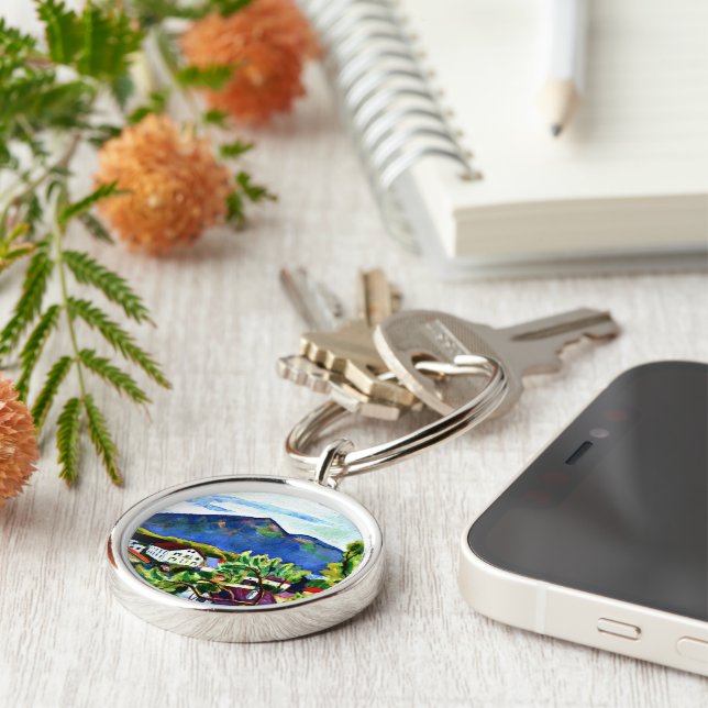 August Macke - Spring Landscape in Tegernsee Key Ring (Side)