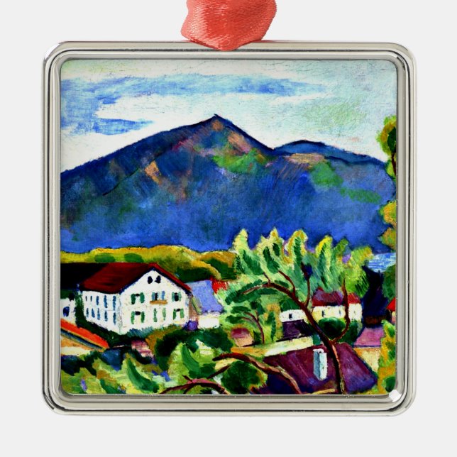 August Macke - Spring Landscape in Tegernsee. Metal Tree Decoration (Front)