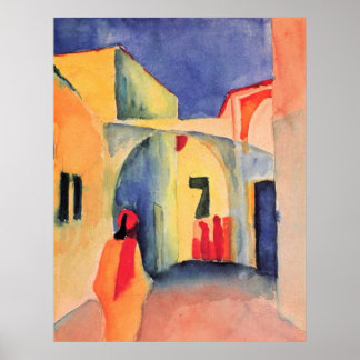 August Macke - View Into A Lane 1914 watercolor Poster