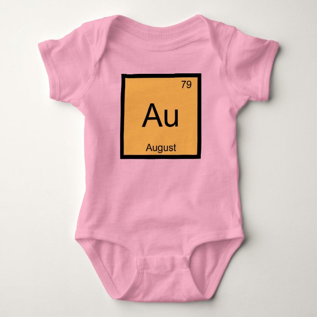 August Name Chemistry Element Periodic Table Baby Bodysuit (Front)