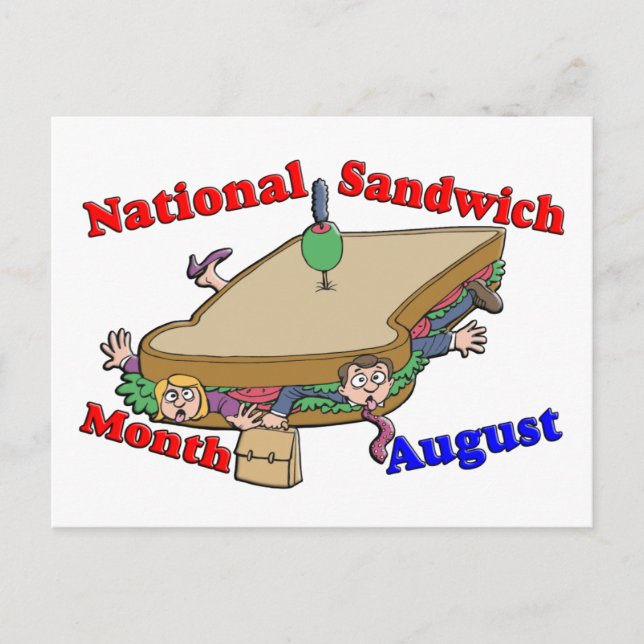 August- National Sandwich Month Postcard (Front)