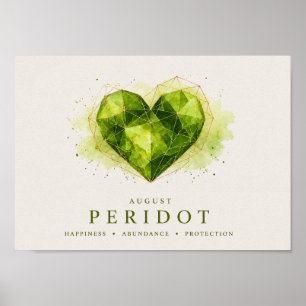 August Peridot Heart Birthstone Beautiful Birthsto Poster