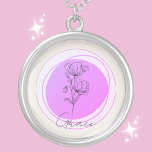 August Poppy Birth Flower Necklace - Personalised<br><div class="desc">Our "August Poppy Birth Flower Necklace" captures the essence of August with the vibrant and resilient poppy. Set against a subtle lavender background, the poppy design symbolises remembrance and the strength of spirit, making it a meaningful gift for those born in August. Personalise this necklace with a name beautifully scripted...</div>