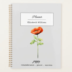 AUGUST POPPY BIRTH FLOWER PERSONALIZED PLANNER
