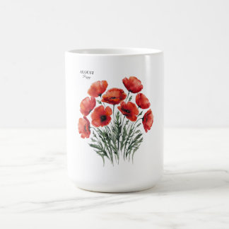 August Poppy Bloom - Personalized Birthday Gift Coffee Mug