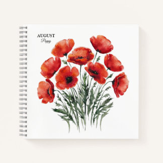 August Poppy Bloom - Personalized Birthday Gift Notebook