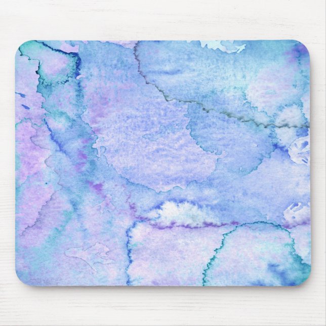 'August' Purple and Blue Watercolor Art Mouse Mat (Front)