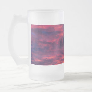 august red frosted glass beer mug