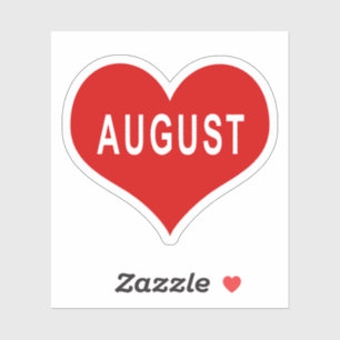 AUGUST Red Love Heart Vinyl Sticker