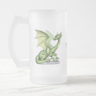 August’s Birthstone Dragon: Peridot Frosted Glass Beer Mug