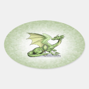 August’s Birthstone Dragon: Peridot Oval Sticker
