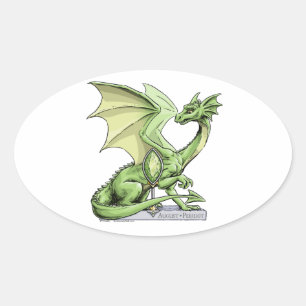 August’s Birthstone Dragon: Peridot Oval Sticker