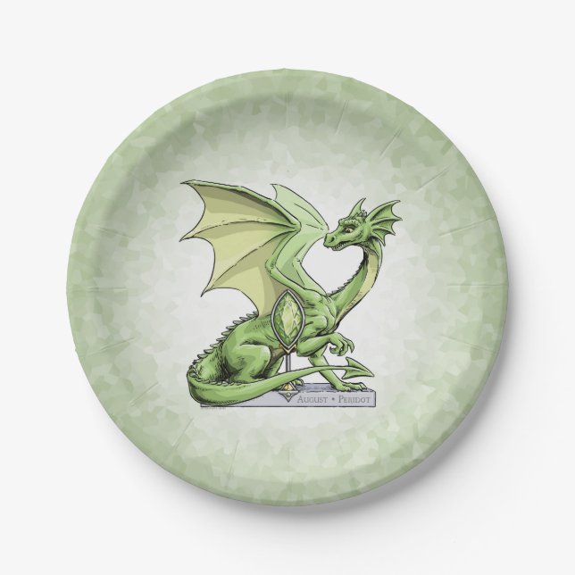 August’s Birthstone Dragon: Peridot Paper Plate (Front)