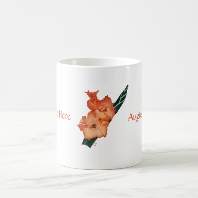 August: Sardonyx Gladiolus Personalised Mug (Center)