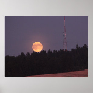 August Supermoon over Paradise Ridge Poster