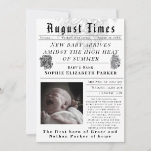 August Times Newborn Birth Announcement