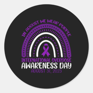 August We Wear Purple International Overdose Aware Classic Round Sticker