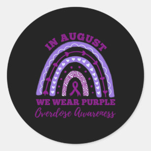 August We Wear Purple Overdose Awareness Rainbow 2 Classic Round Sticker