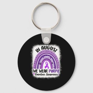 August We Wear Purple Overdose Awareness Rainbow 3 Key Ring