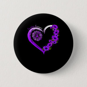 August We Wear Purple Overdose Awareness Sunflower 6 Cm Round Badge