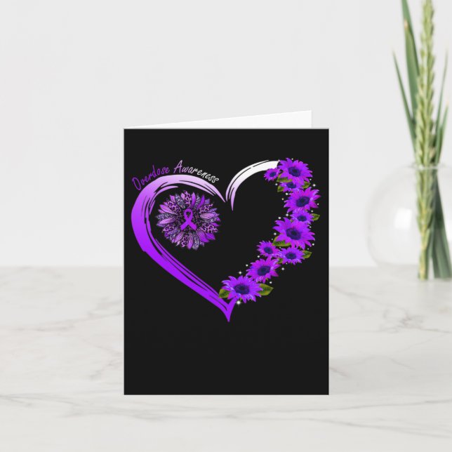August We Wear Purple Overdose Awareness Sunflower Card (Front)