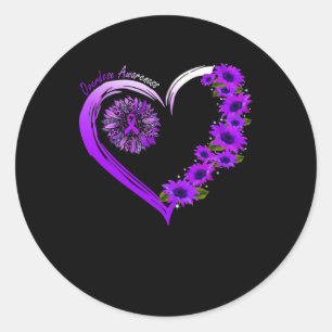 August We Wear Purple Overdose Awareness Sunflower Classic Round Sticker