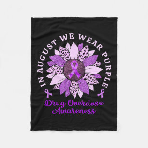 August We Wear Purple Sunflower Drug Overdose Awar Fleece Blanket