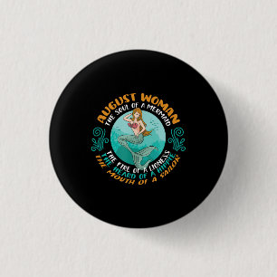 August Woman Soul Of Mermaid Leo Zodiac Birthday 3 Cm Round Badge