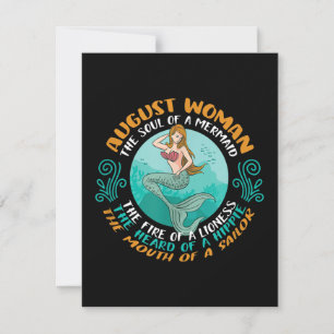 August Woman Soul Of Mermaid Leo Zodiac Birthday Invitation