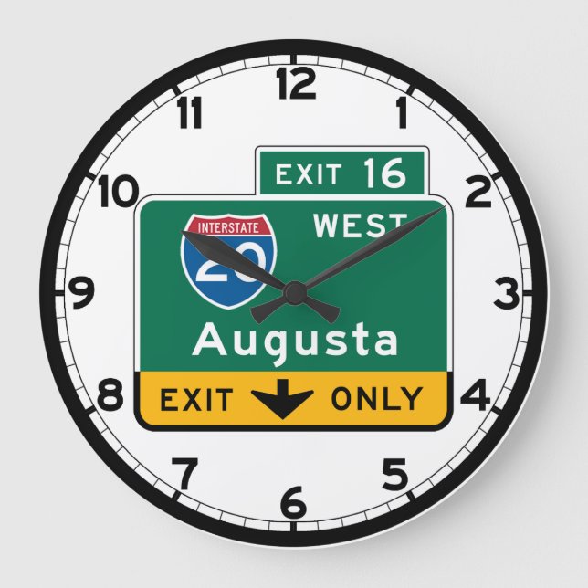 Augusta, GA Road Sign Large Clock (Front)
