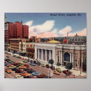 Augusta, Georgia, Broad Street, Vintage View Poster