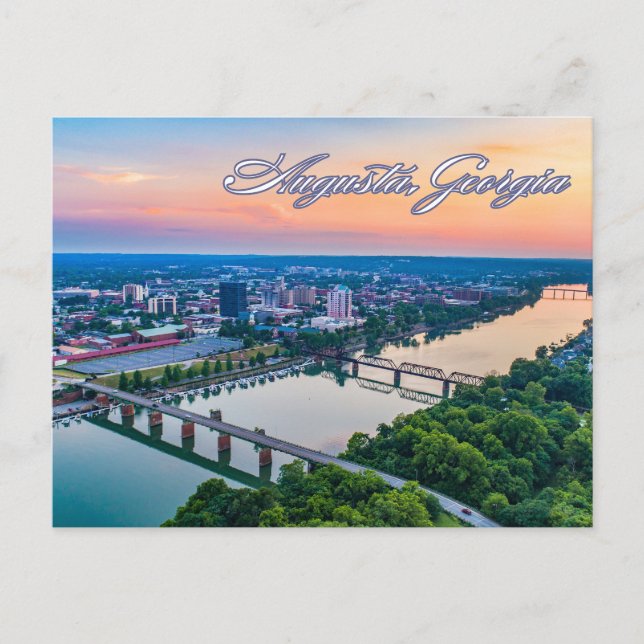 Augusta, Georgia Downtown View at Sunset  Postcard (Front)