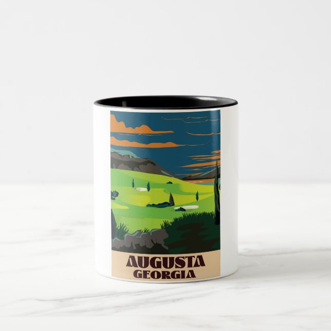 Augusta Georgia Golf poster Two-Tone Coffee Mug (Center)