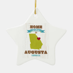 Augusta, Georgia Map – Home Is Where The Heart I Ceramic Tree Decoration