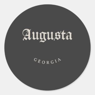 Augusta Georgia White Font Classic Round Sticker
