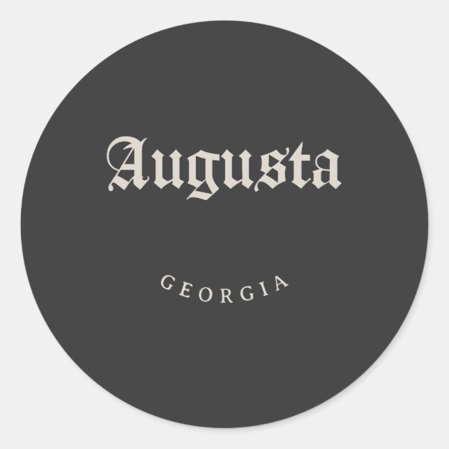 Augusta Georgia White Font Classic Round Sticker (Front)