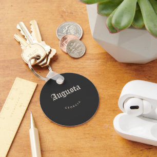 Augusta Georgia White Font Key Ring