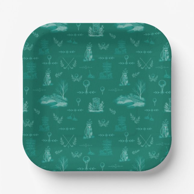 Augusta Golf Toile Paper Plate (Front)