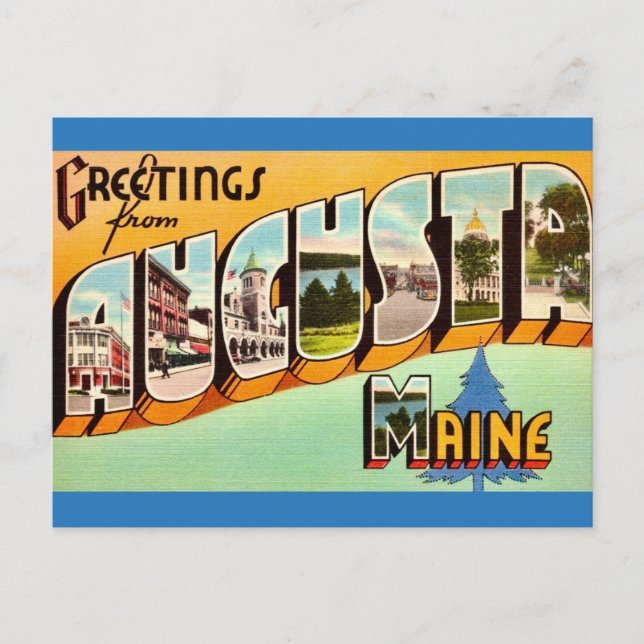 Augusta Maine Greetings Postcard (Front)