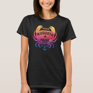 Augusta Maine Souvenir Dirigo Crab Cute Rainbow Ti T-Shirt