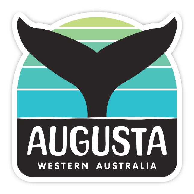 Augusta, Western Australia Sticker (Augusta Western Australia retro whale tail sticker)
